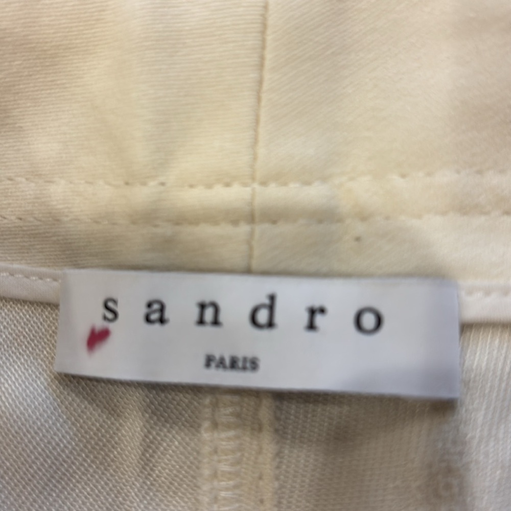 Sandro Paris cream wide legs crop‎ distressed pants - Picture 6 of 8